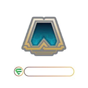 Stylized A-shaped logo in blue and gold above a rounded search field with a small green and orange circular icon at the left.