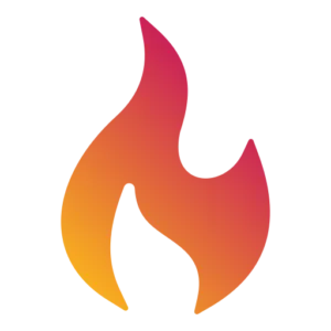Gradient orange-to-pink flame icon used as a logo or symbol