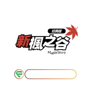 MapleStory logo with Chinese title and a palm tree, beside a rounded search bar with a green circular icon.